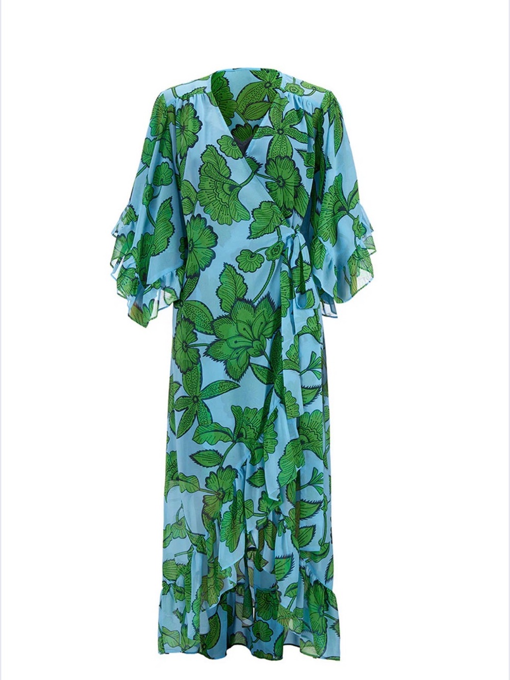 Cabi Derby Dress Green Floral Beach Cover-Up Maxi Dress - Women Swim